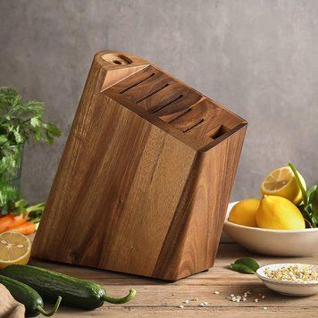 Деревянная Подставка Для Кухонных Ножей HEZHEN "SUPREME" 7 мест Дерево Акации X02-DZ фото