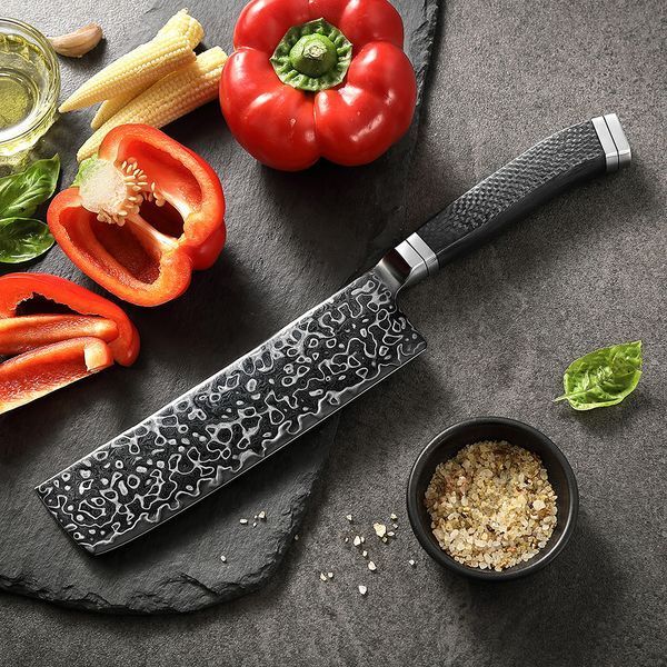 Кухонный Нож Накири из 145-Слойной Дамасской Стали B&ouml;hler M390 HEZHEN 18,3 см &laquo;ULTIMATE&raquo; XZ10-006 фото