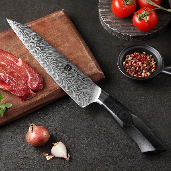 Кухонный Разделочный Шеф Нож Для Мяса из Дамасской Нержавеющей Стали 21 см "FENG" в Подарочной Коробке XINZUO B32-001-1 фото