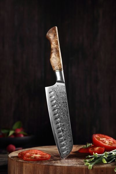 Набор Ножей из Дамасской Стали VG10 7 шт. HEZHEN "MASTER" с Подставкой B30-107 фото
