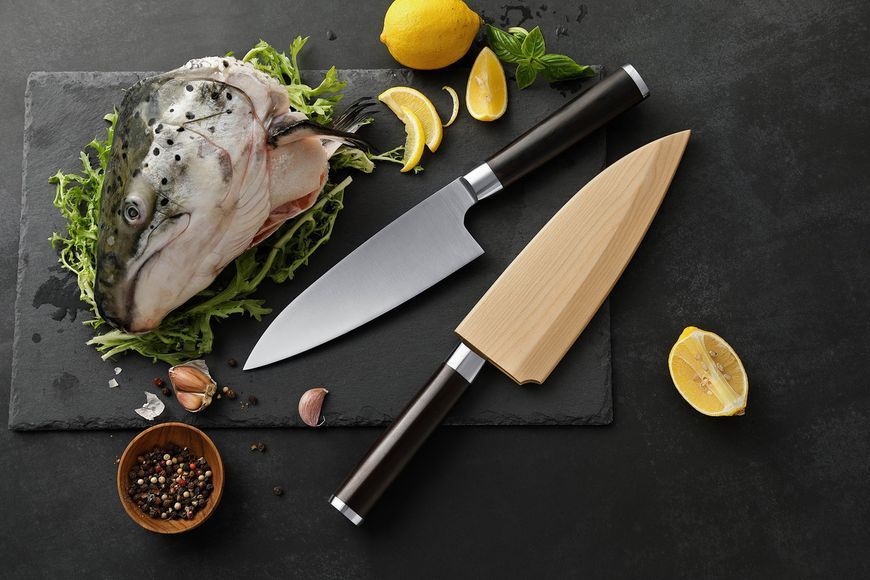 Нож Деба Для Разделки Рыбы и Мяса из Нержавеющей Стали серии "HE" с Деревянным Сая XINZUO SE-180 фото