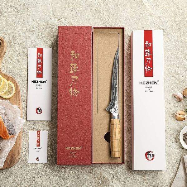 Філейний Ніж із 9-Шарової Дамаської Сталі 12Cr18MoV HEZHEN 18,3 см &laquo;SHANCHUAN&raquo; XZ13-010 фото