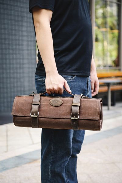 Скрутка для Кухонных Ножей XINZUO 90 см 14 секций Коричневая bag-002 фото