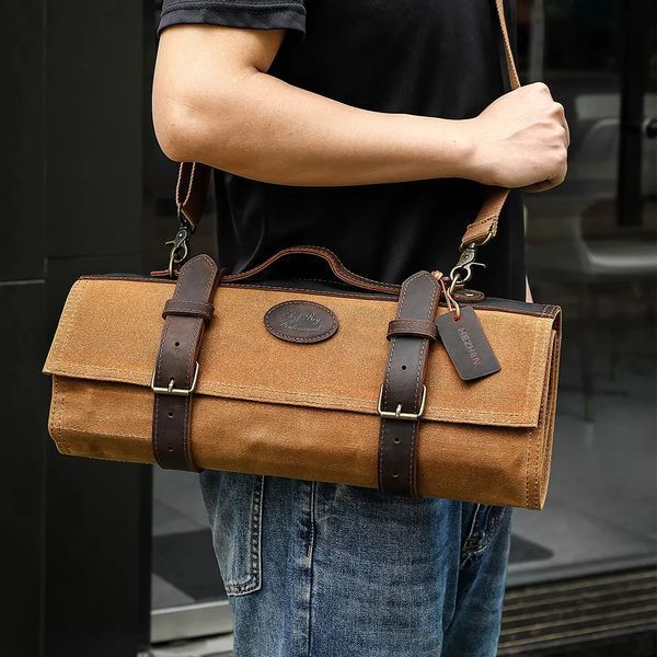 Скрутка для Кухонных Ножей HEZHEN 90 см 14 секций Жёлто-Коричневый bag-004 фото