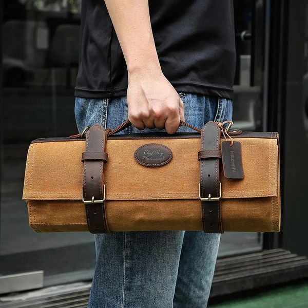 Скрутка для Кухонных Ножей HEZHEN 90 см 14 секций Жёлто-Коричневый bag-004 фото