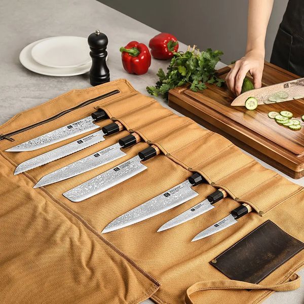 Скрутка для Кухонных Ножей XINZUO 78,5 см 10 секций Хаки bag-005 фото
