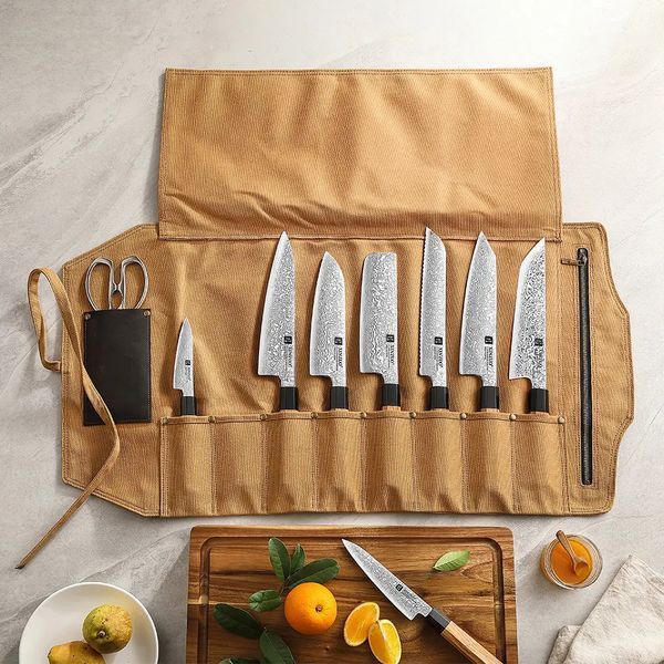 Скрутка для Кухонных Ножей XINZUO 78,5 см 10 секций Хаки bag-005 фото