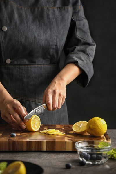 Кухонный Нож Для Чистки Овощей и Фруктов из Дамасской Нержавеющей Стали "JIANG" Чёрный Орех XINZUO B46W-004 фото