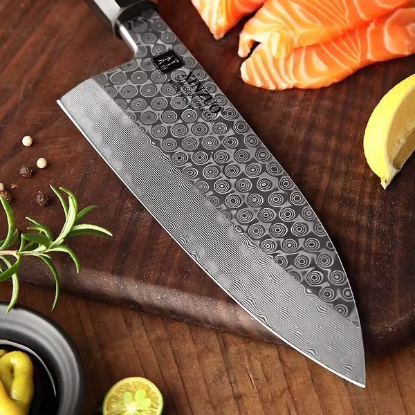 110 слойный нож Деба для разделки мяса и рыбы из Дамасской стали серии "ZHEN" Натуральное Красное Дерево F3-005 фото